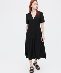 UNIQLO | Vネックフレアワンピース（半袖）(ワンピース/ドレス)