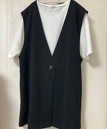 しまむら | TT＊ジレTシャツES、¥1790、L size、中黒528-0252(ベスト)