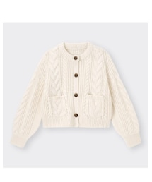 GU | ケーブルクロップドカーディガン(長袖)(カーディガン/ボレロ)