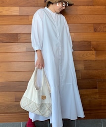 GU | バンドカラーシャツワンピ(シャツワンピース)