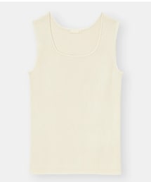 GU | リブスクエアネックニットタンクトップ　30NATURAL(タンクトップ)