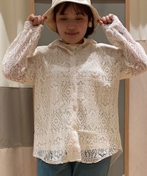 Samansa Mos2 blue | レースシャツブラウス(シャツ/ブラウス)