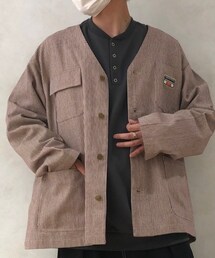 PairPair | SHOPLIST限定　ヒッコリーカバーオール(ノーカラージャケット)