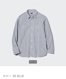 UNIQLO | UNIQLOヒッコリーワークシャツ（長袖）Ｌ(シャツ/ブラウス)