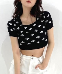 TRIFLE | flower knit mini tops(トップス)