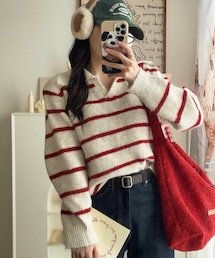 vivu from amood | BERRY LINE KNIT（ベリーラインニット）(ニット/セーター)