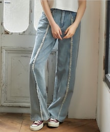 しまむら | FLASH BLUE　センターフリンジデニムパンツ(デニムパンツ)