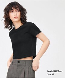 GU | コットンミニT(半袖)(丈短め43.5cm～50cm)(Tシャツ/カットソー)