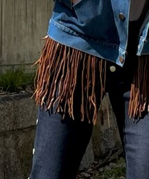 70s vintage leather fringe vest | ベスト