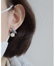 present | 誕生日プレゼントで貰ったもの　パールと水色リボン(イヤリング)