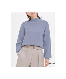 GU | スウェットライクハイネックセーター(長袖)　サイズS(ニット/セーター)