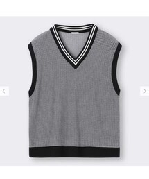 GU | ウォッシャブルリラックスフィットチルデンニットベスト(ベスト)