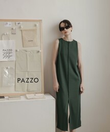 PAZZO | MIT 微削肩開岔長洋裝(ジャンパースカート)
