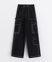 PAZZO | 厚挺斜紋口袋造型工裝寬褲(パンツ)