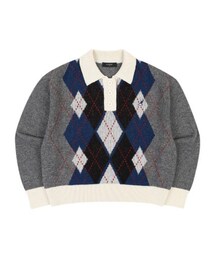 KANGOL | WMNS Argyle Knit 1876 MELANGE GREY(ニット/セーター)
