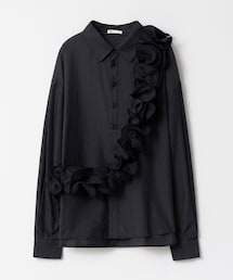 PAZZO | 立體花朵綁帶直條紋襯衫(襯衫+綁帶)(URBAN RESEARCH聯名款)(シャツ/ブラウス)