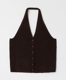 PAZZO | 超柔暖絨捲邊扭轉繞脖針織背心(その他トップス)