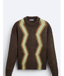 ZARA | ジオメトリックジャガードセーター(ニット/セーター)