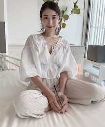 JEANASIS | ふわふわ薄手コットンの7分丈パフスリーブトップス✨(トップス)