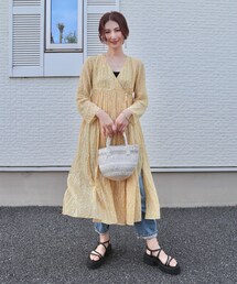 NE QUITTEZ PAS! | ヘリンボーン柄 インドサラサ 巻きワンピース (ワンピース)