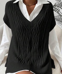 SHEIN | SHEIN  ケーブルニットベスト(ベスト)