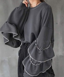 SHEIN | SHEIN 袖フリルトップス(スウェット)