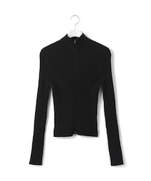 AMOMENTO | RIBBED HIGH NECK ZIP UP(トップス)
