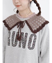 Samansa Mos2 | 手編みバイカラーニット付け襟(付け襟)