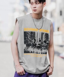SIDEWAY STANCE | 【SIDEWAY STANCE】ヴィンテージ加工 プリント ノースリーブTシャツ(タンクトップ)