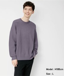 GU | スウェットライククルーネックセーター(長袖)  (ニット/セーター)