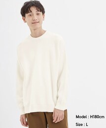 GU | スウェットライククルーネックセーター(長袖)(ニット/セーター)