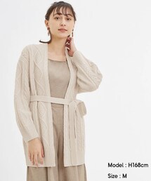 GU | ケーブルベルテッドカーディガン(長袖)(カーディガン/ボレロ)