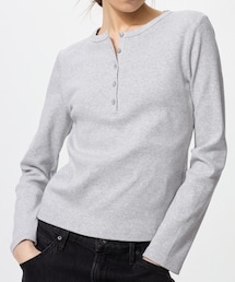 UNIQLO | リブヘンリーネックT/長袖 479591(Tシャツ/カットソー)