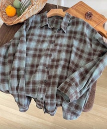 SHEIN | DAZY 長袖 チェックシャツ フランネルシャツ 41941000(シャツ/ブラウス)