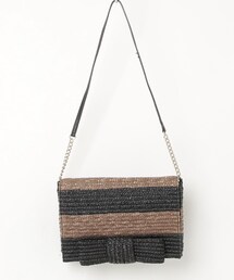 kate spade new york | kaley PXRU3445 Bow Bridge Straw  taupe/black(かごバッグ)