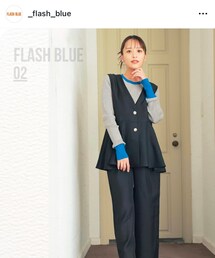 しまむら | ユビアナバイカラークルーネックニットFlashBlue 2025.2(ニット/セーター)