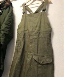 VINTAGE | 「BRACKETS」Remake British Army green denim overalls(つなぎ/オールインワン)