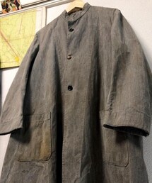 VINTAGE | 40s Italian military solt & pepper stand collar coat(ステンカラーコート)