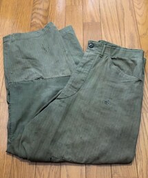 VINTAGE | 40s US.NAVY N-3 HBT trousers "repaired"(その他パンツ)