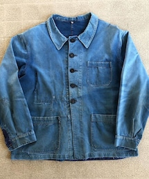 VINTAGE | 30s French indigo cotton linen work jacket(カバーオール)