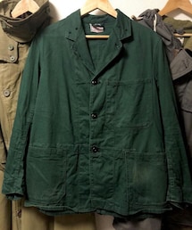 VINTAGE | 40s British "Fabram" green cotton work jacket(テーラードジャケット)