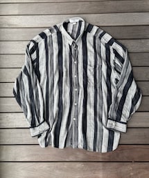 VINTAGE | Old Monotone Striped Rayon Shirt Made in Italy(シャツ/ブラウス)