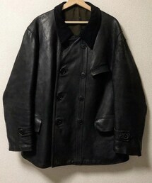 VINTAGE | 30s French "ADOLPHE LAFONT" double breasted leather jacket(ブルゾン)