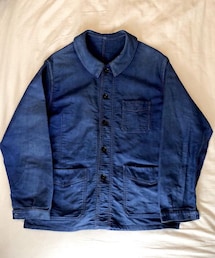 VINTAGE | 40s French "LE MONT ST MICHEL" blue moleskin jacket(カバーオール)