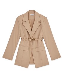 AIR SPACE | 歐美金鍊可拆式墊肩西裝外套(附腰帶)(スーツジャケット)