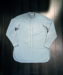 HEUGN | HEUGN ROB バンドカラーシャンブレーシャツ ライトグリーン USED デザインのリソースは40'sイギリス軍物シャツとのこと (シャツ/ブラウス)