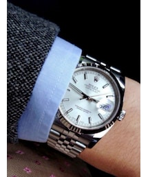 ROLEX | WG×SSコンビ、5連ジュビリーブレス、シルバー文字盤、バーインデックス、フルーテッドベゼル36ｍｍを選択(アナログ腕時計)