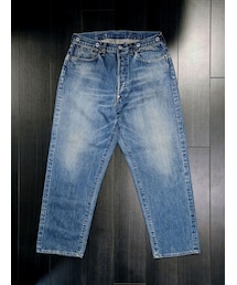 A.PRESSE | A.PRESSE No.22 Washed Wide Denim Pants 極めてヴィンテージライクな耳のアタリ・雨降らしの色落ち加工に驚いた(デニムパンツ)
