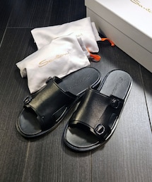 Santoni | Santoni ダブルバックル レザーサンダル BLACK (サンダル)