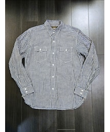 PHIGVEL | PHIGVEL インディゴ染め コットンリネン ギンガムチェックシャツ USED(シャツ/ブラウス)